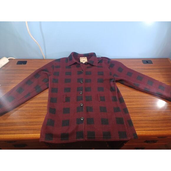 Authenic One Step Up Performance Fleece Button Up Plaid Size Large Red & Black - Picture 1 of 8